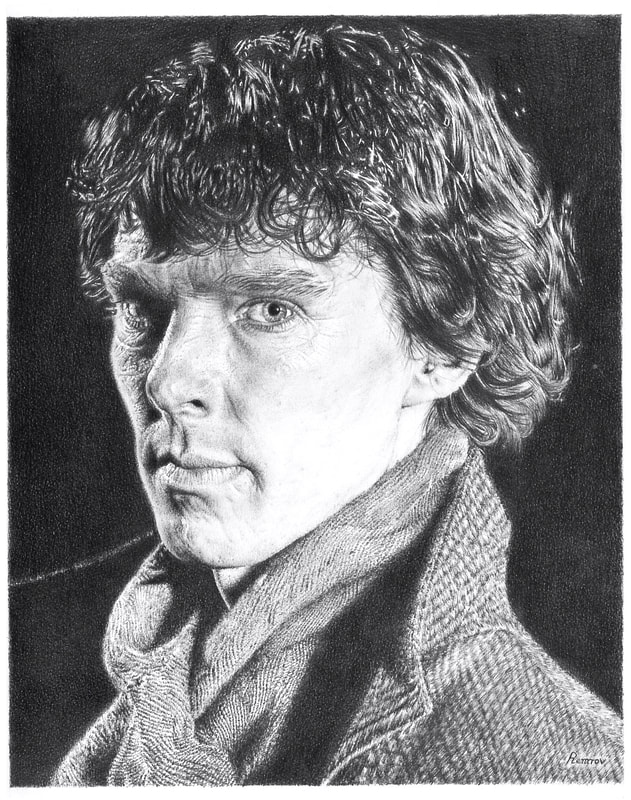 Realistic pencil drawing of Benedict Cumberbatch by Remrov
