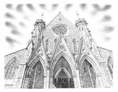Photorealistic pencil drawing of Christ Church Cathedral by Remrov