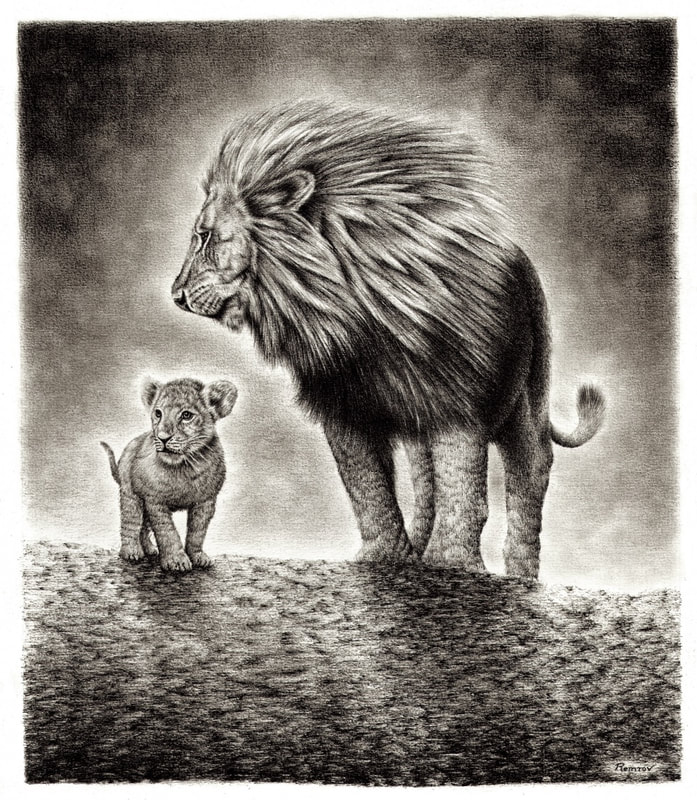 Realistic lion drawing, Remrov