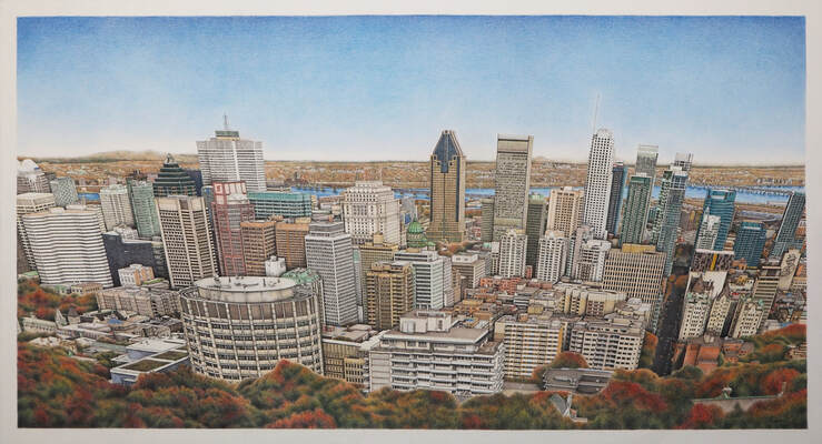 Realistic drawing of Downtown Montreal